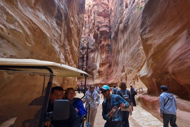 Aqaba Shore Excursion: Private accessible Petra Tour - Entering Petra by golf cart